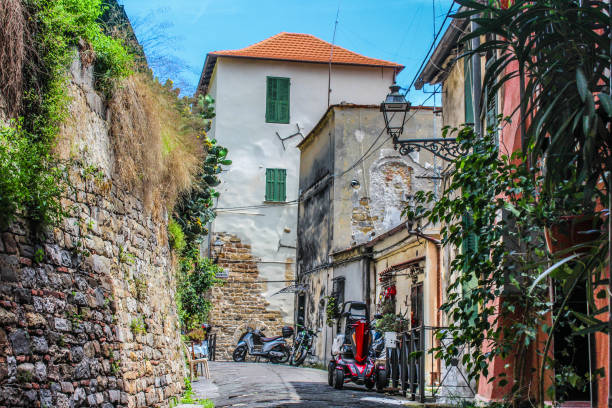 Italian motor scooter in typical italian village