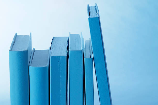 istock Blue tinted image of blank books 124380940