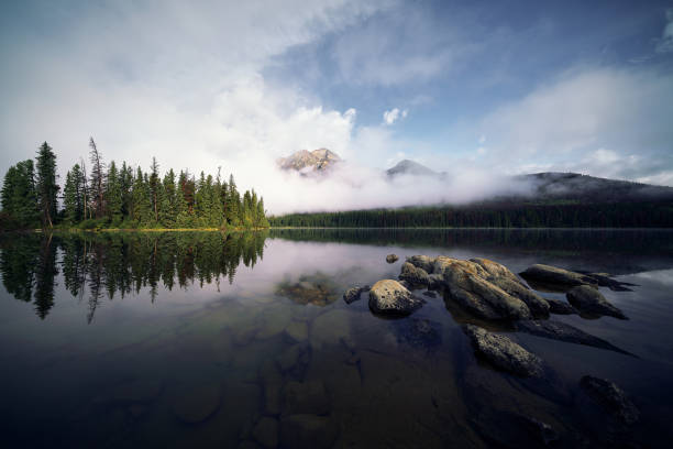 istock Pyramid Lake views with rocks in Canada 1243820445