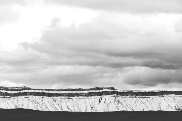 In Western Colorado Black and White Mountain Range Contrasting Nature Scene  on a Gloomy Cloudy Wintry Day (Shot with Canon 5DS 50.6mp photos professionally retouched - Lightroom / Photoshop - original size 5792 x 8688 downsampled as needed for clarity and select focus used for dramatic effect)