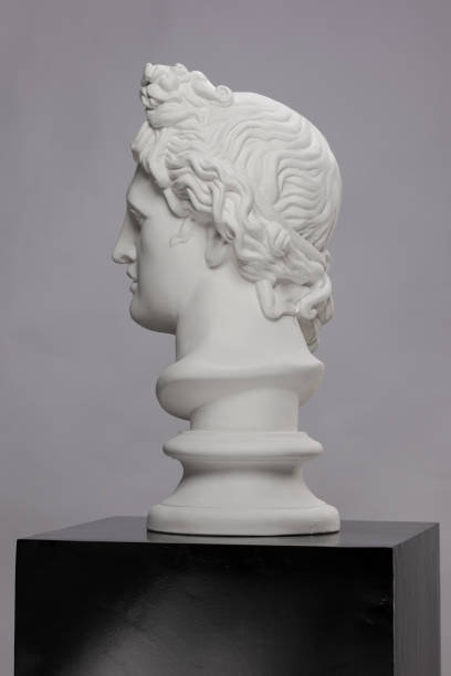istock White gypsum statue of Apollo's head 1243863663
