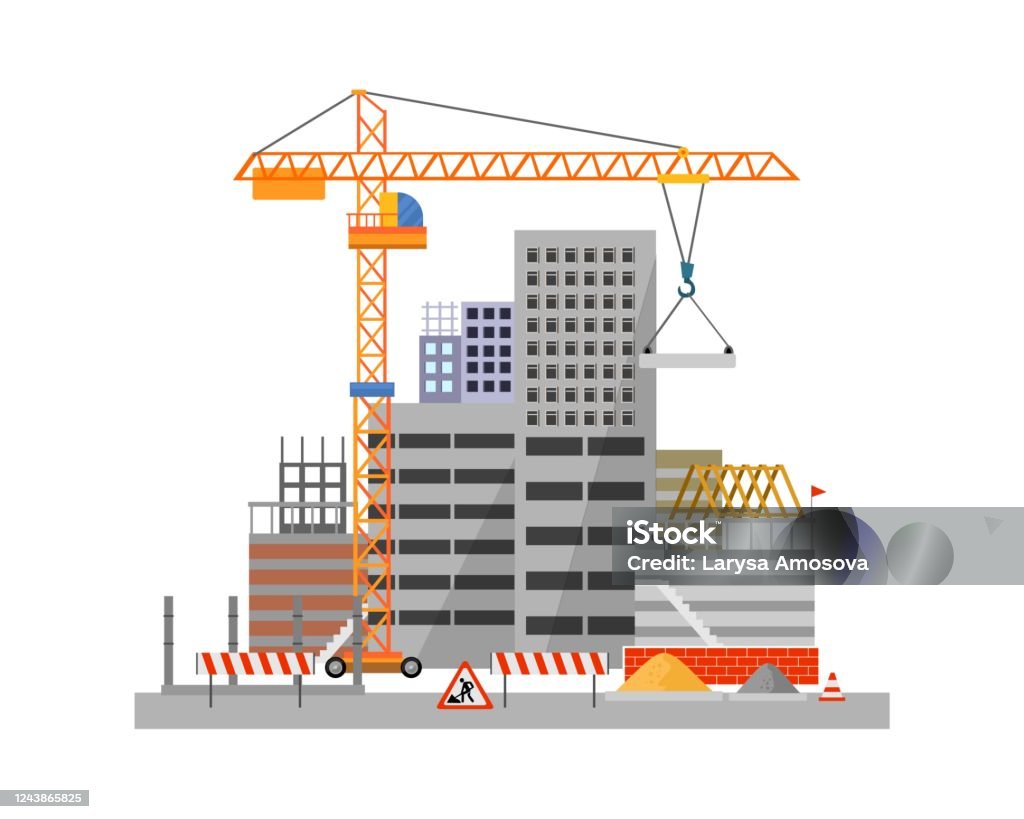 City Construction Process On White Background Stock Illustration - Download  Image Now - Construction Industry, Building - Activity, Construction Site -  iStock