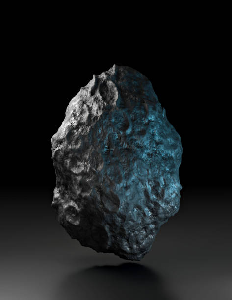 istock Vertical view of an asteroid on a dark glossy background 1243871316