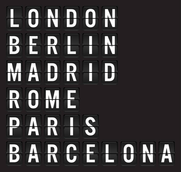 istock Name of European Cities on Airport Flip Board 1243950763