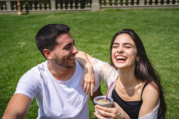 istock Couple drinking herbal tea on a warm summer day 1243951312