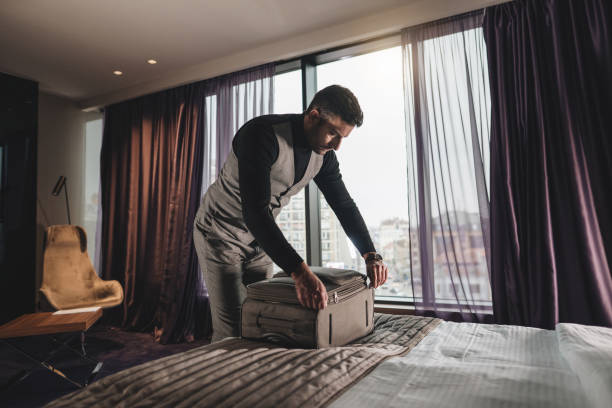 istock Businessman leaving his hotel suite 1243951871