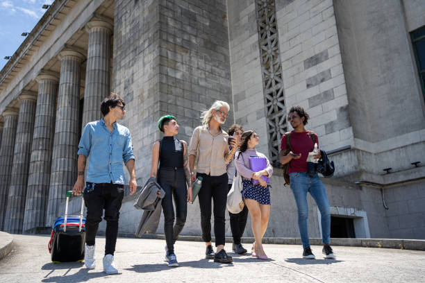 Students and their professor on a travel adventure
