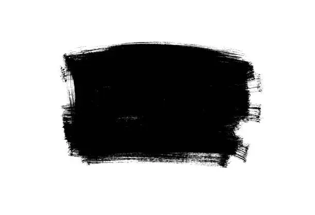 Vector illustration of Vector black paint, ink brush stroke, rectangular shape. Dirty grunge design element, rectangle or background for text.