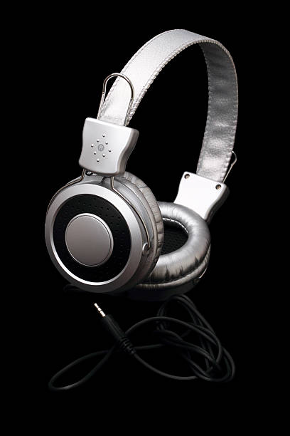 istock Stereo headphones on black 124405502
