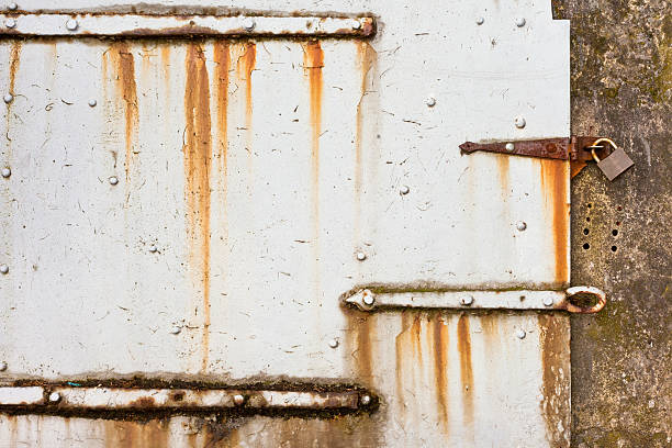 istock Grungy Steel Hatch Padlocked 124407951