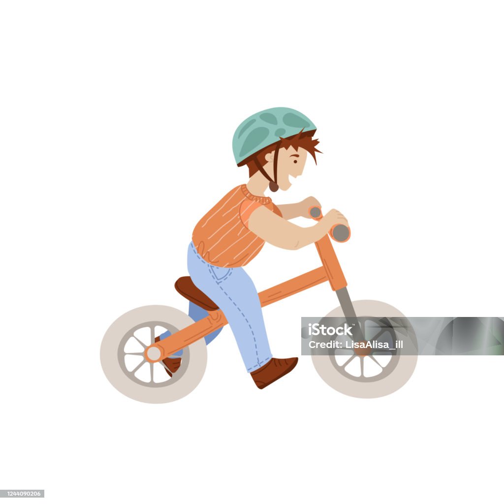 Ilustración de Niño Pequeño En Sport Baby Balance Bike Primera Bicicleta  Bebé Bicicleta Vector Ilustración De Dibujos Animados Juguete De Montar  Seguro Para Niños De 13 Años Niño Montando Baby Bike Aislado