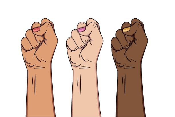 ilustraciones, imágenes clip art, dibujos animados e iconos de stock de girl power - sex discrimination racism women ethnicity