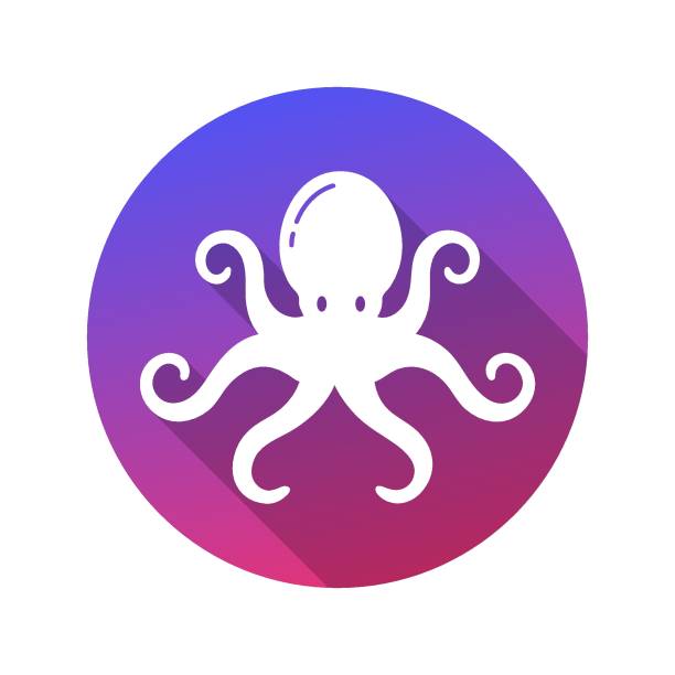 ocean life Octopus Icon with Shadow. Vector illustration with Trendy Gradient marine life logo stock illustrations