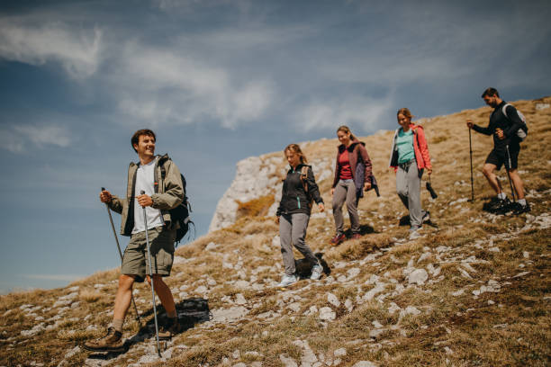 istock Friends walking over the mauntain 1244091432