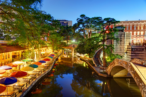 The San Antonio River Walk is a city park and network of walkways along the banks of the San Antonio River, one story beneath the streets of San Antonio