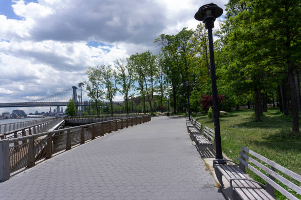 istock An empty promenade along East River in lower Manhattan 1244136320