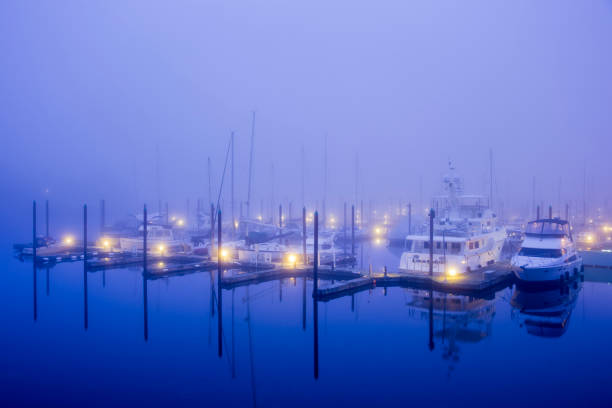 Schooner cove marina at dusk on Vancouver Island, British Columbia