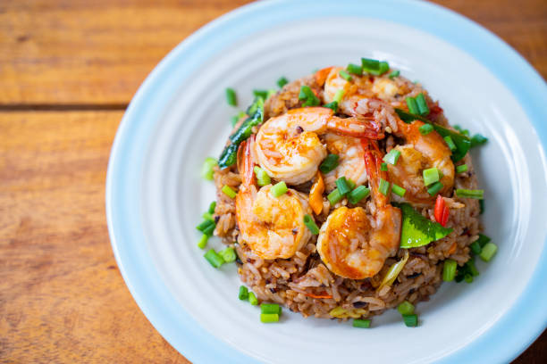 Khao Pad Tom Yum Goong spicy fried rice with shrimp,Thai food