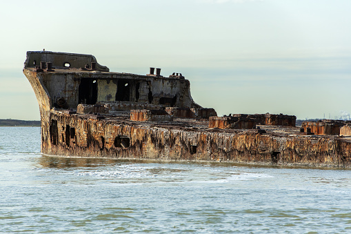 Sunken ship from reinforced concrete in Galveston