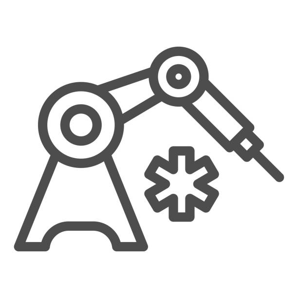 Medical robot and star of life line icon, Innovative medicine concept, Robotic surgical tool sign on white background, Medical inject robot icon in outline style for mobile. Vector graphics. Medical robot and star of life line icon, Innovative medicine concept, Robotic surgical tool sign on white background, Medical inject robot icon in outline style for mobile. Vector graphics machine stock illustrations