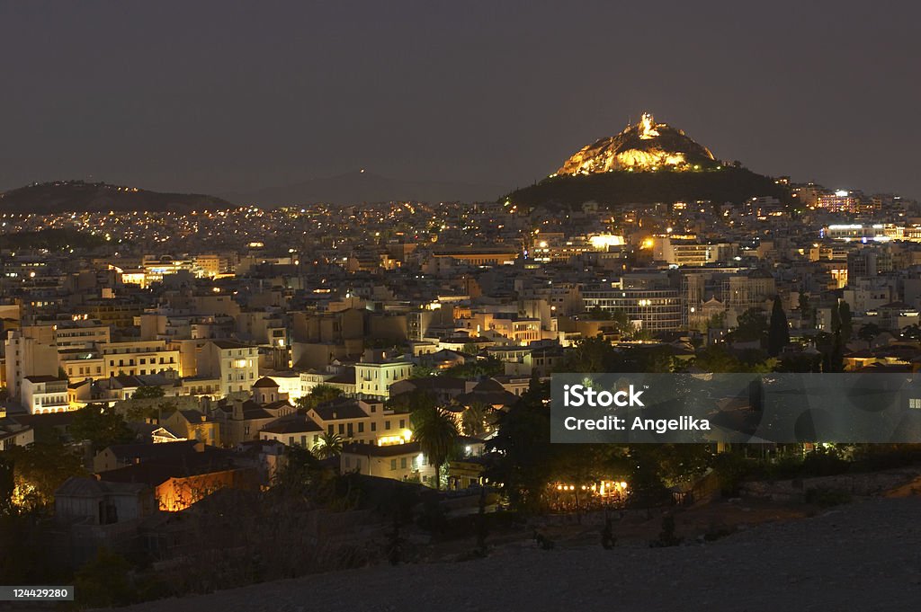 Athens at night (2) Athens at night. View from Aeropag Acropolis - Athens Stock Photo