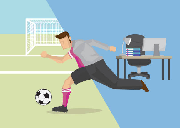 ilustrações, clipart, desenhos animados e ícones de ilustração vetorial do conceito de vida e equilíbrio do trabalho. - office business soccer exercising