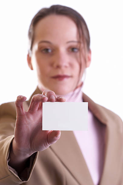 istock Woman with business card 124432021