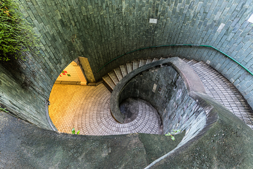 The entrance to the underground crossing at Fort Canning Park, Singapore