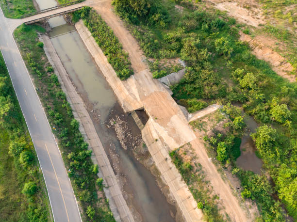 istock Agriculture canal with river tunnel in the evening 1244326762