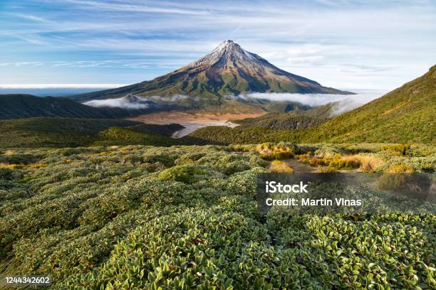 View Of Mt Taranaki New Zealand Stock Photo - Download Image Now - New Zealand, Landscape - Scenery, Taranaki