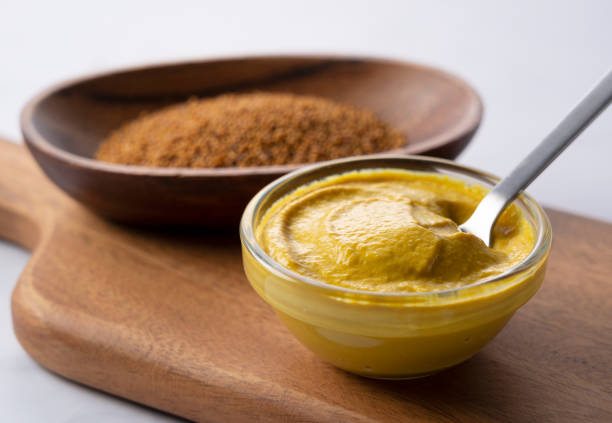 istock Mustard sauce placed on a cutting board 1244344187