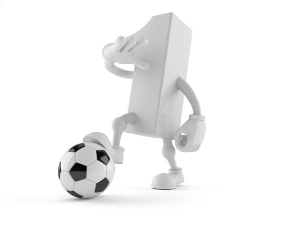 istock Number one character with soccer ball 1244351580