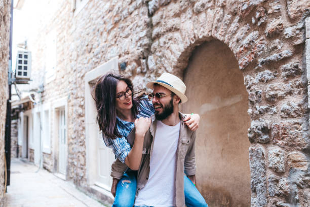 istock Couple having fun on holiday 1244357570