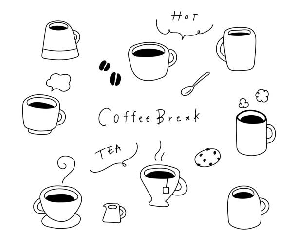 набор кофейных стаканов. - steam black coffee heat drink stock illustrations