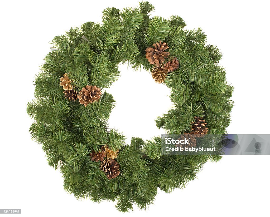 Couronne florale avec des pommes de pin - Photo de Boule de Noël libre de droits