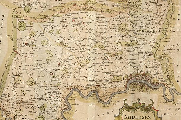 istock Antique Map Of London 124437306