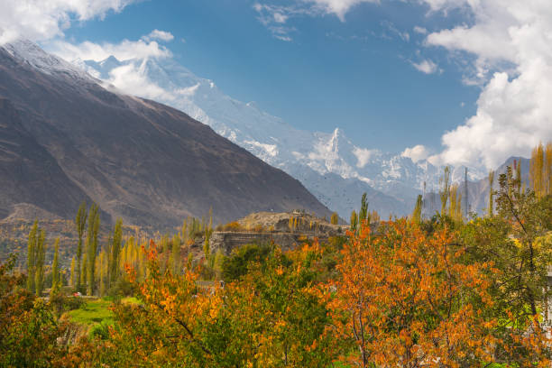 istock Beautiful autumn season in Hunza valley surrounded by Karakoram mountains range, Gilgit Baltistan, Pakistan 1244375522