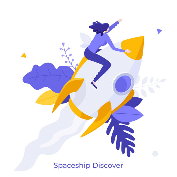 illustrations, cliparts, dessins animés et icônes de concept de caractère abstrait - space shuttle endeavor