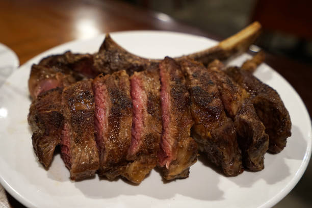 istock Close up texture of sliced Medium rare beef loin steak 1244435917