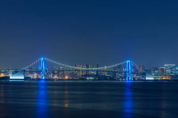 istock Tokyo's Rainbow Bridge Illuminated in Blue 1244435929