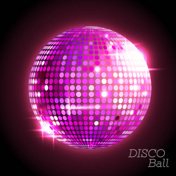Disco ball on pink. Silver disco ball in water with light reflections.  26260974 Stock Photo at Vecteezy
