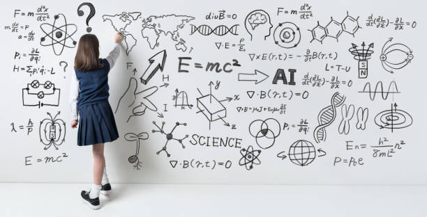 Science and education concept. Studying girl.