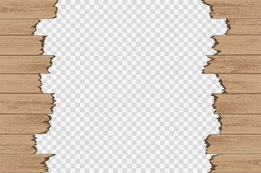 Broken wood panels isolated on a transparent background. Vector illustration