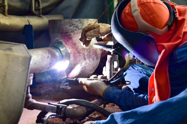 istock The welder is assembling valve to the pipe line with Tungsten Inert Gas Welding process (TIG) 1244511561