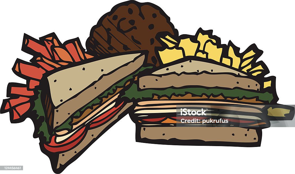 Sándwiches delicatessen comida - arte vectorial de Alimento libre de derechos