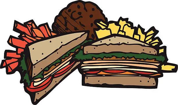 Vector illustration of Deli Sandwich Meal