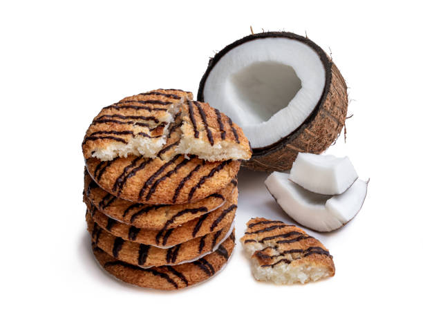 istock Chocolate coconut cookies isolated on white 1244566035
