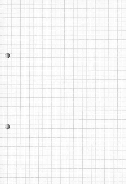Note Pad Plain checked paper of a note pad with two holes in each piece of paper. workbook paper checked mesh stock pictures, royalty-free photos & images