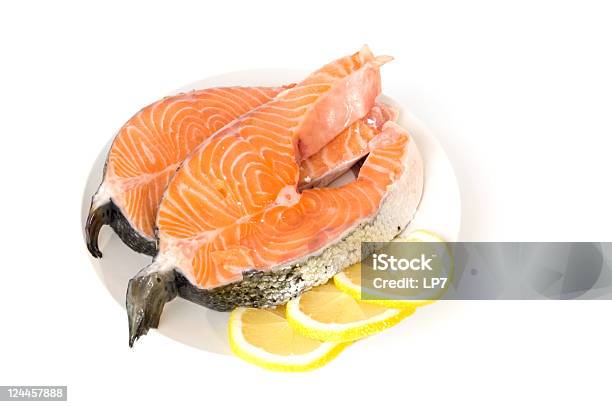 Fisch Und Lachs Stockfoto und mehr Bilder von Filetiert - Filetiert, Forelle, Weißer Hintergrund