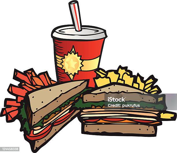 델리 샌드위치 식사 및 음료 감자 칩에 대한 스톡 벡터 아트 및 기타 이미지 - 감자 칩, 제품용기, 빨대